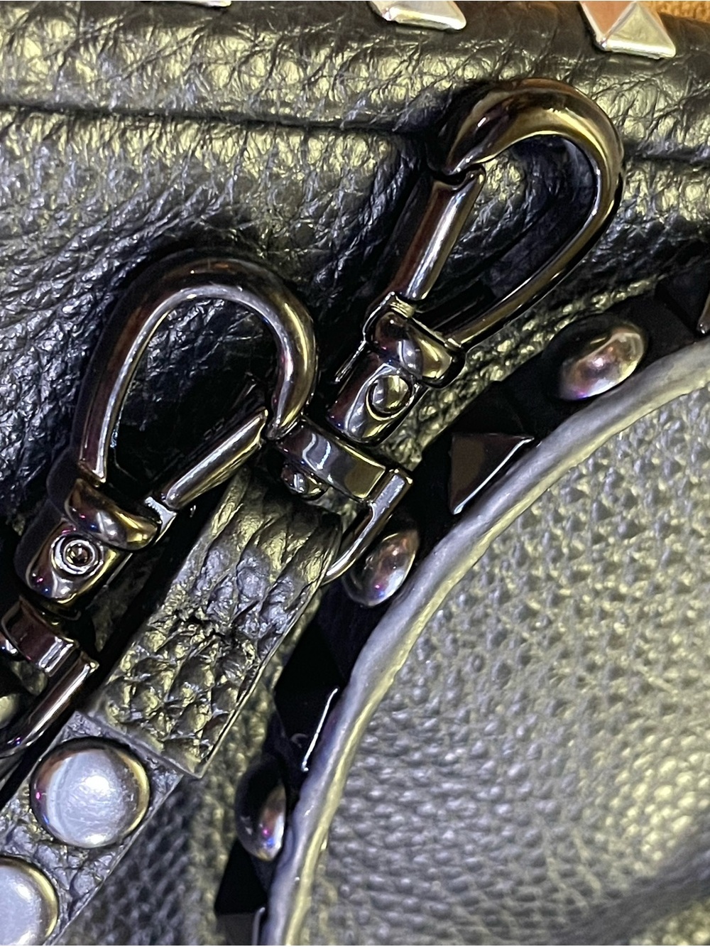 Bandolier Black Studded Leather Crossbody mini bag purse cell phone case - Picture 10 of 16